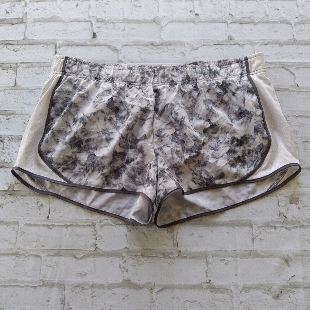 SO Womens Shorts XL White Gray Athletic Running Lined Pull On Mesh Sides
